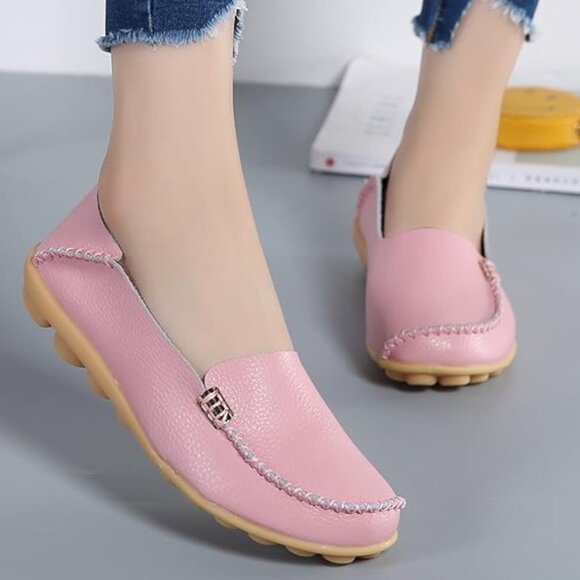 VenusCelia Shoes - VenusCelia Women's Natural Comfort Walking Flat Loafer in Light Pink, Size 7